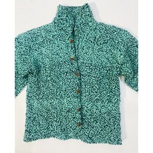 Free People Over The Rainbow Teal Hand Made 100 Wool Cardigan NO Size
